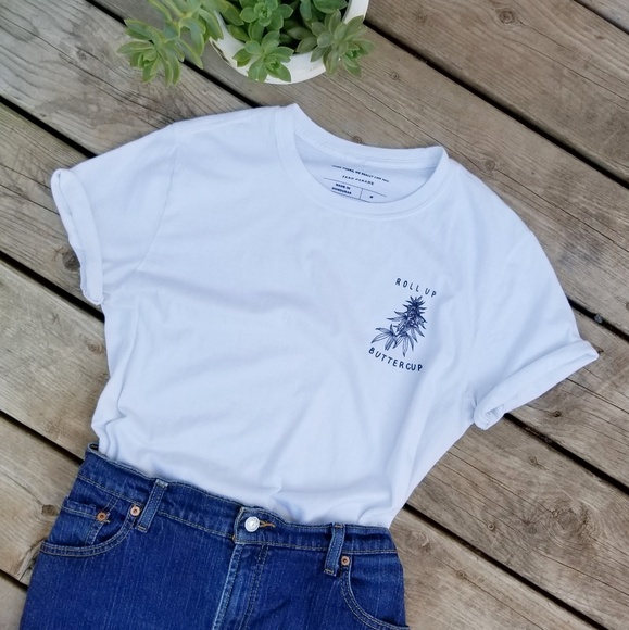 Jane Parade Tops - Roll Up Buttercup Cannabis Graphic T-Shirt Medium